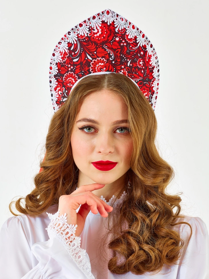 Кокошник Лукерия красный
