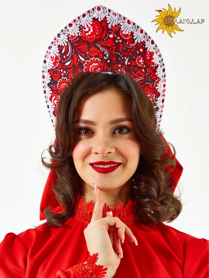 Кокошник Лукерия красный
