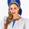 Кокошник "Рита" с бантом синий серебро