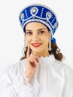 Кокошник закрытый "Лебедушка" синий